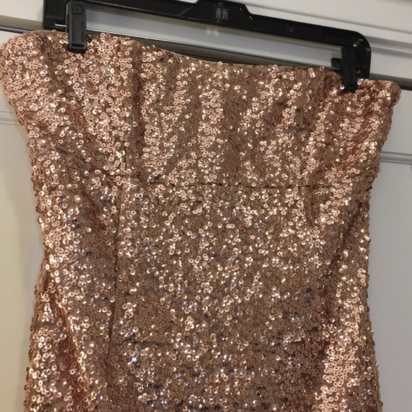 Forever21 Gold Sequin Strapless Mini Dress - Picture 2 of 5